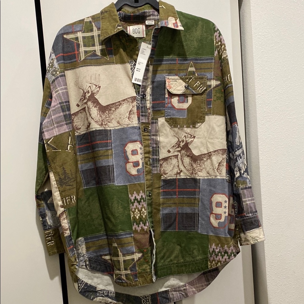 NWT BDG Cowboy Dan Patchwork Oversized Button-Down Shirt